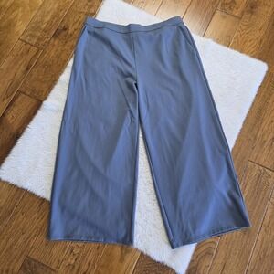Eileen Fisher Wide-Leg Cropped Ponte Pants Women's XL Pull On Blue Pockets